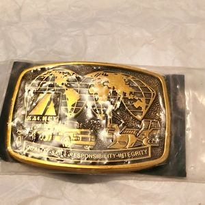 VINTAGE BTS GROUP Brass Belt Buckle 1991 Made in USA 4 3/4"X3 3/4" NIB